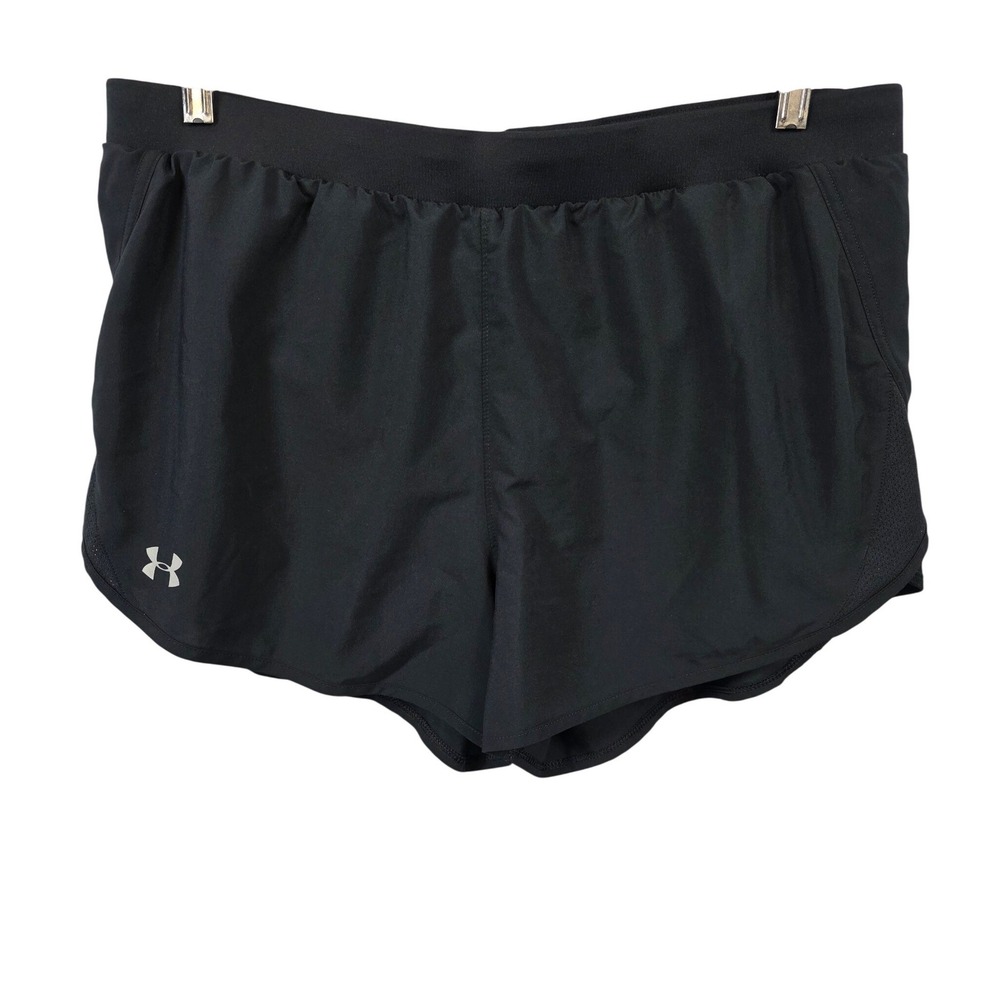 Under Armour Womens Black Loose Heatgear Running Shorts XL Gym Workout / B128